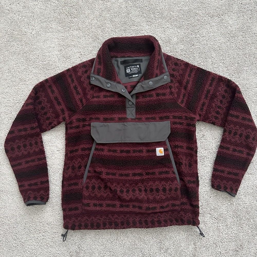 Carhartt Maroon and Taupe Fleece Jacket